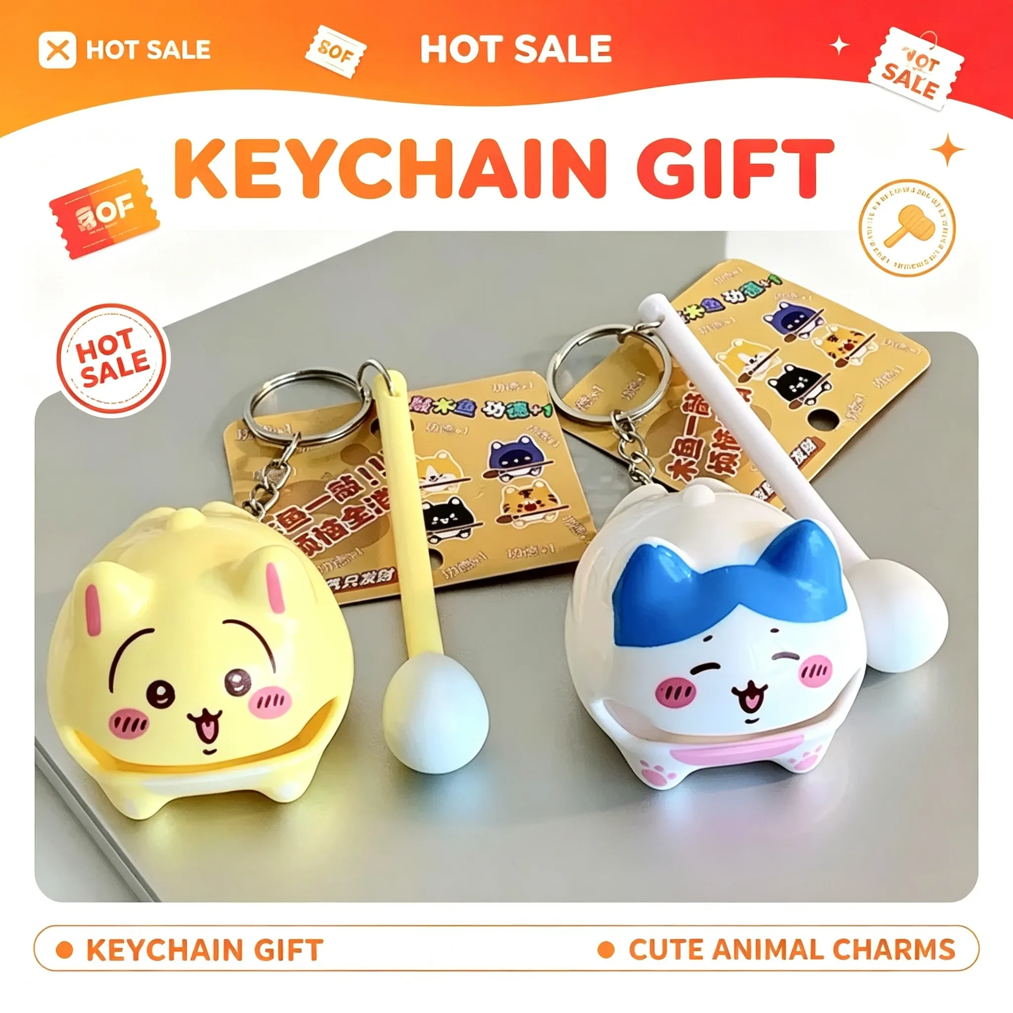 @#Chiikawa Stress Relief Wooden Fish Ornament Funny Percussion Instrument Desk Decor Pendant Couple Holiday Gift For Anime Fans