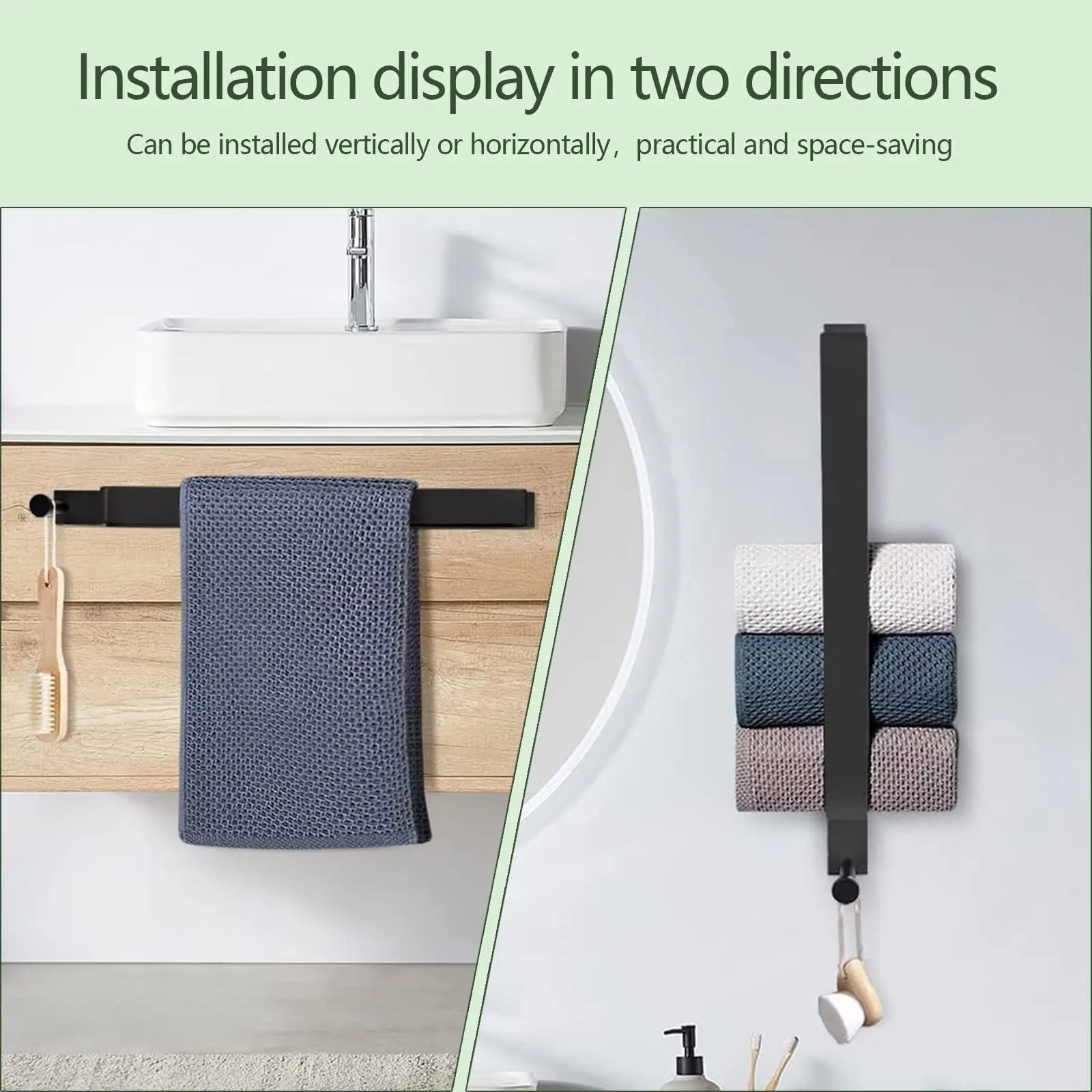 

Adhesive Towel Rack Stainless Steel Bathroom Towel Storage Organizer Wall Mounted No Drill Holder for Rolled Towels