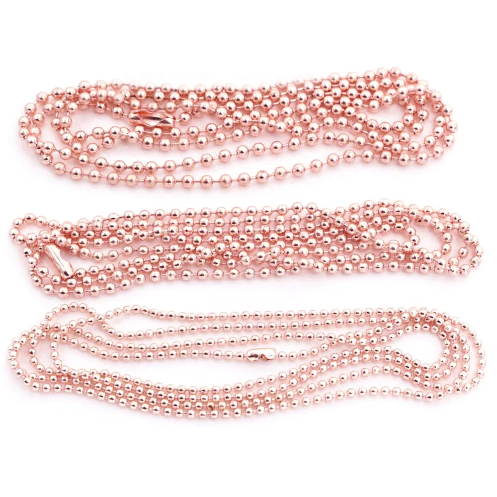 

5pcs 1.5mm 2mm 2.4mm Rose Gold Color Plated Ball Beads Chain Necklace Bead Connector 65cm(25.5 inch)