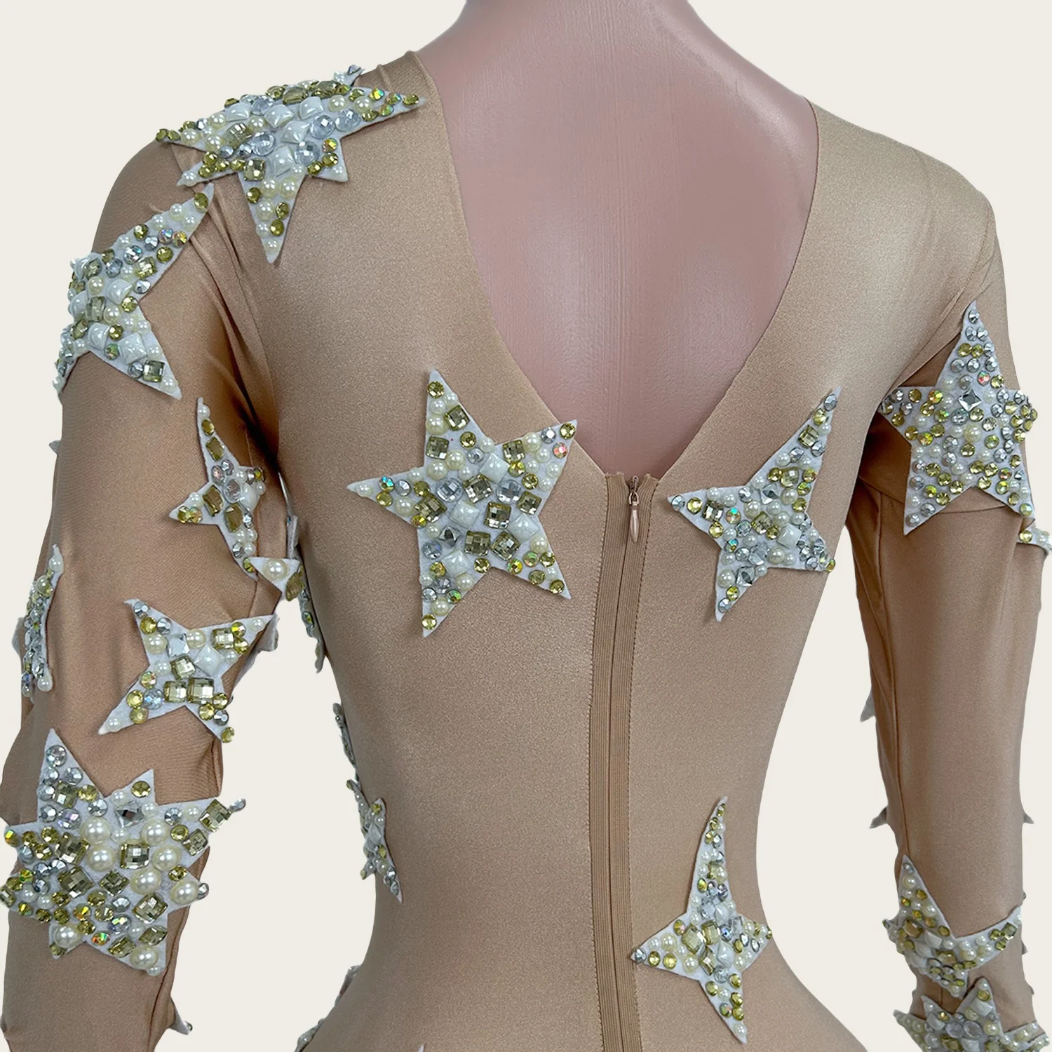 Five-pointed star Spandex Tight Fitting Jumpsuit Nightclub Party Stage Performance Wear Bar DJ Dance Sparkly Sequins Jumpsuit