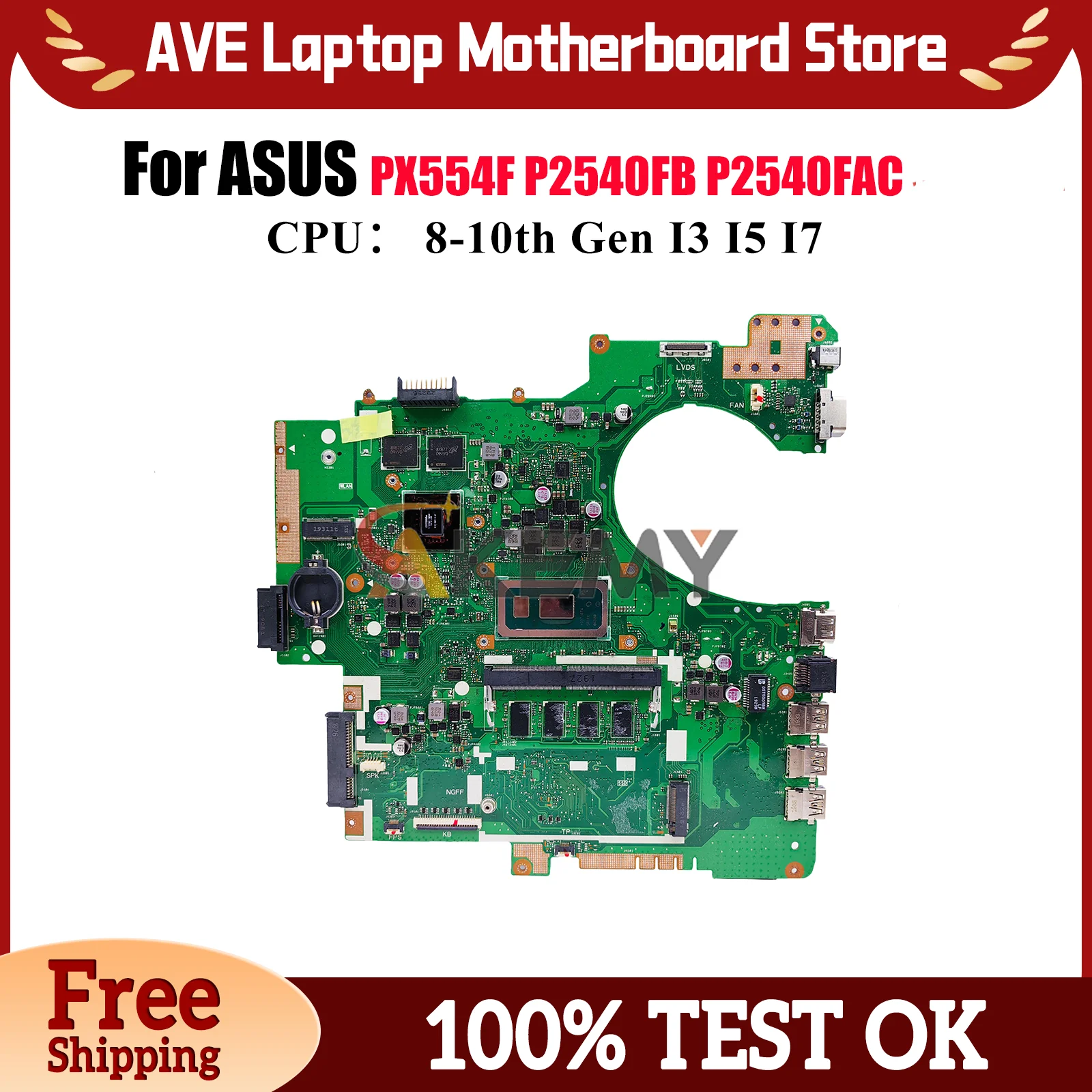

P2540FB Материнская плата для ноутбука ASUS ProArt P2540FB P2540FAC P2540F PX554F Материнская плата для ноутбука с процессором I3 I5 I7 100% tests OK stk