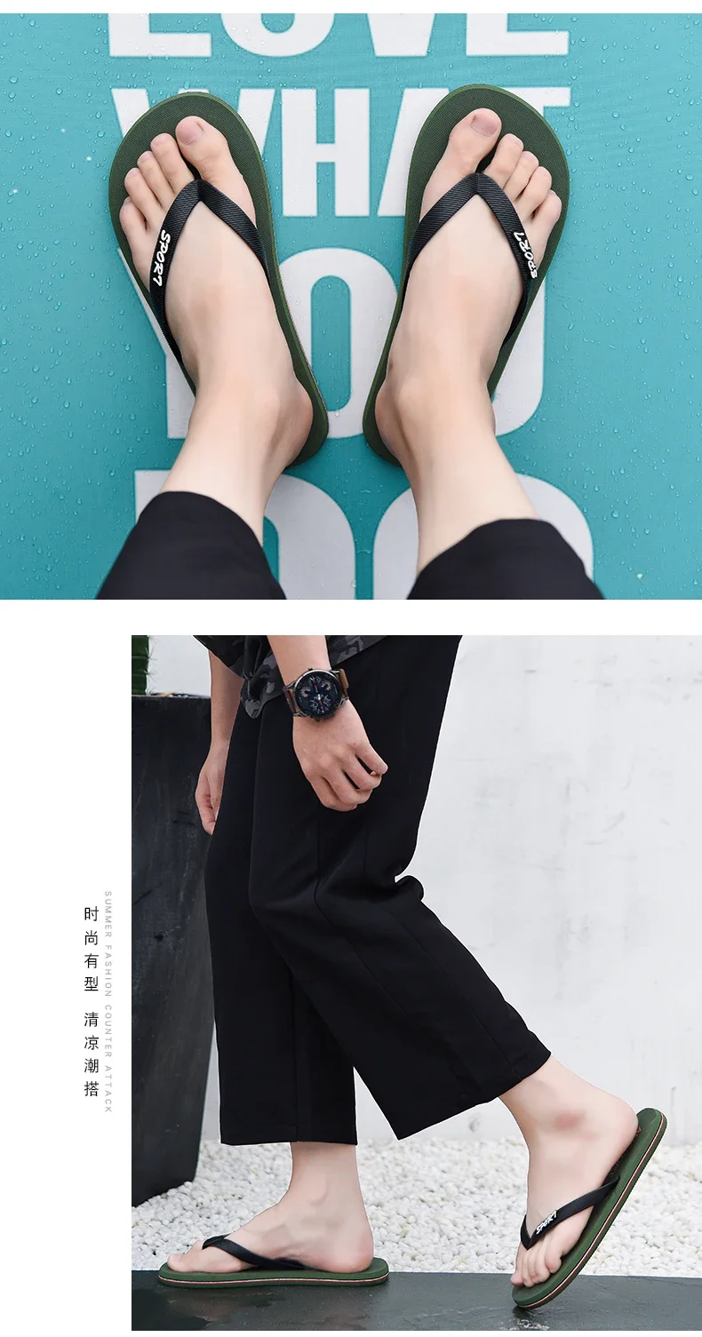 Herren Schwarze Klassische Flip-Flops Rutschfeste Strandsandalen Damen Schnelltrocknende Lässige Flache Bequeme Sommer-Zehenstegsandalen für Drinnen und Draußen – Detail 10