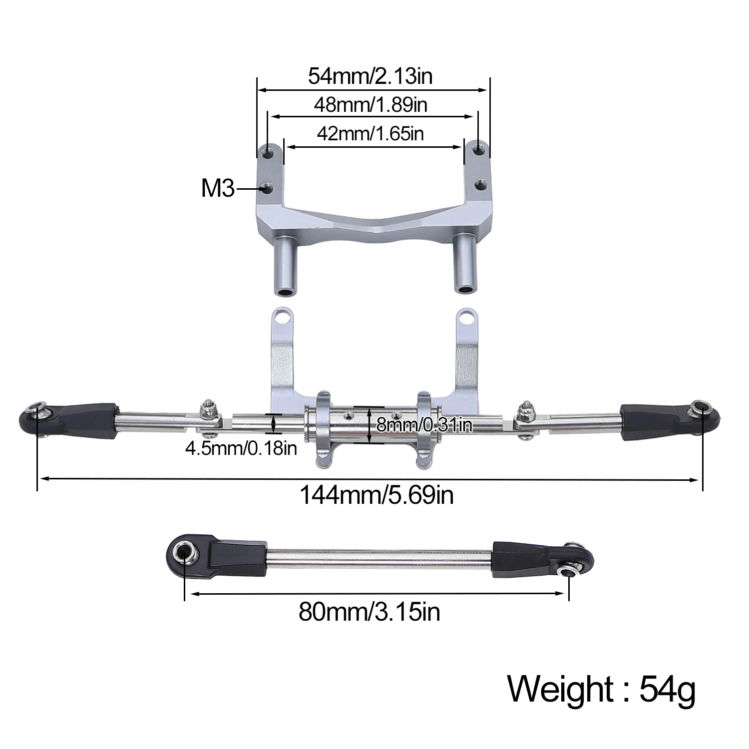 Aluminum Servo Mount With Simulation Hydraulic Steering Kit For 1/10 RC Crawler Car FACSNY Pumpkin SCX10 II 90046 Straight Axle