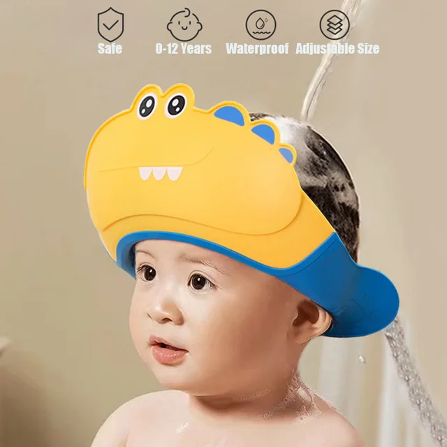 Upgrade Baby Shower Cap Shield Visor Baby Hat do ochrony oczu i uszu Regulowane narzędzie do mycia włosów dla dzieci w wieku 0-12 lat