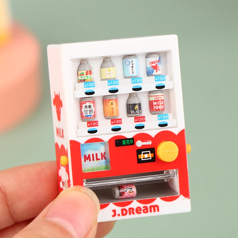 Dollhouse Miniature Toys Mini Beverage Vending Machine Mini Drink Vending Machine Kids Puzzle Toy Random Color