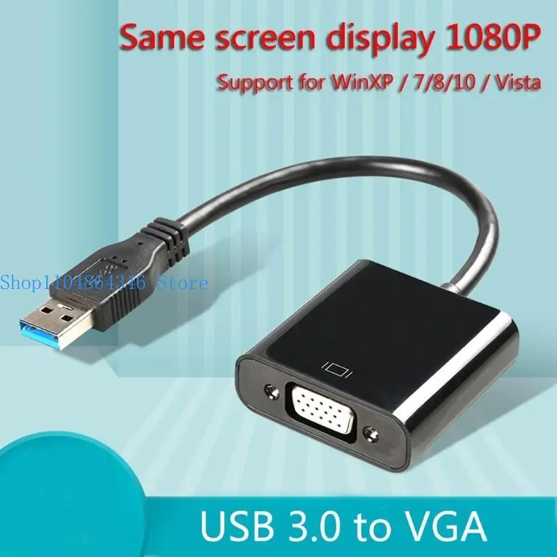 652F VGA Adapter External USB to VGA External Graphics Video Cable Multi-Monitor