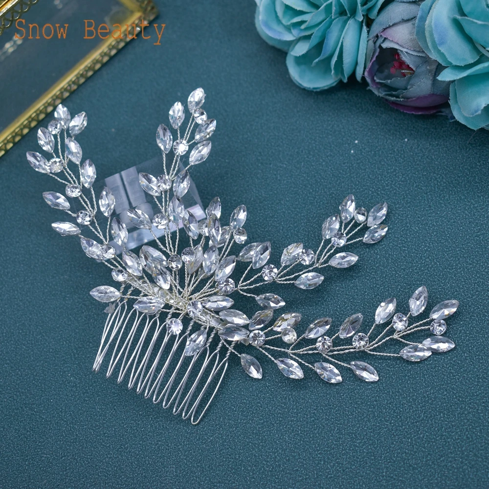 A487 eleganti forcine da sposa fermagli per capelli da sposa in cristallo di moda accessori per capelli da sposa con strass copricapo per capelli da ballo