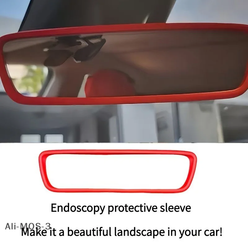【S】For Model 3 Y Highland Juniper 2019-2025 Silicone Rear View Mirror Protector Frame Center Console Rearview Cover