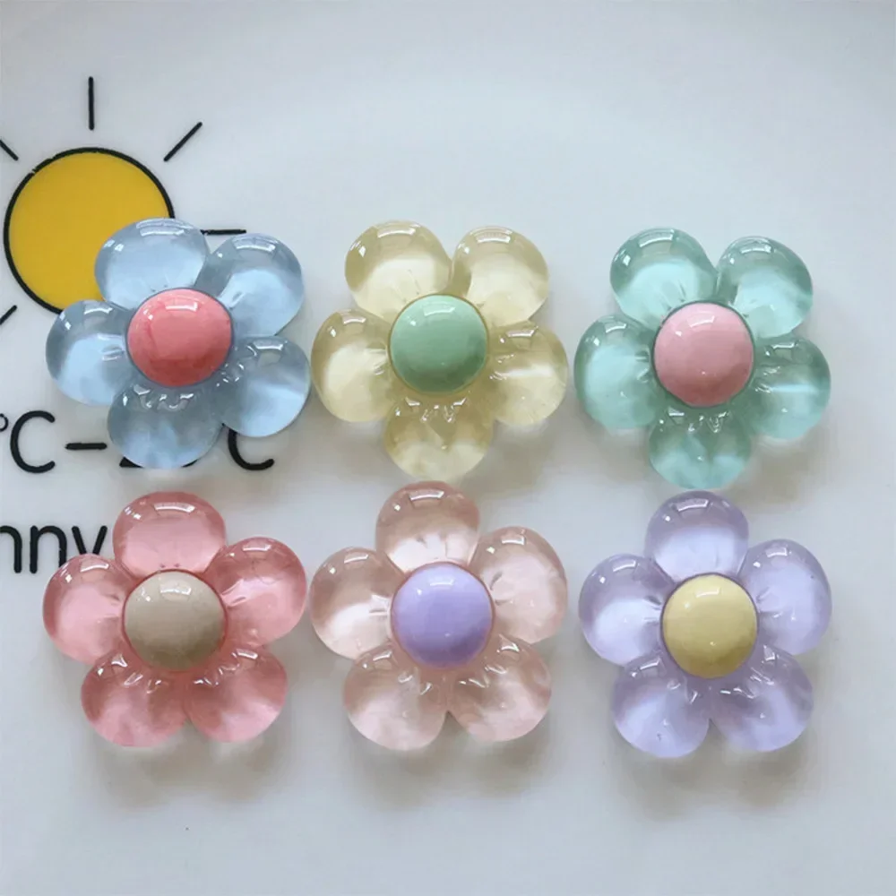 

50PCS Clear Pentapetal Flower Series Miniature Flatback Resin Cabochons For Hairpin Scrapbooking DIY Home Decor Craft Accessorie