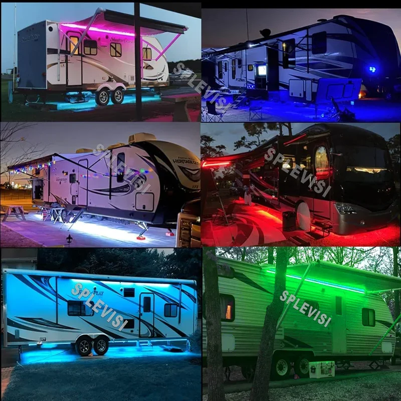 RGB RV Camper Awning Led Lights for Motorhome Travel Trailer Concession Stands Food Trucks Party BBQ w/ APP Music Sync Remote