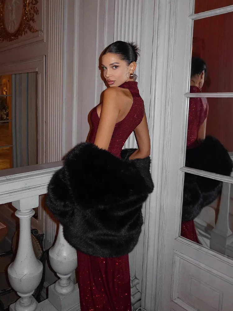 Red Faion Ne Hanging Svel iny Silk Slimming Dr Body Contouring Evening Par Ball Gown Sle High Waist Zipper