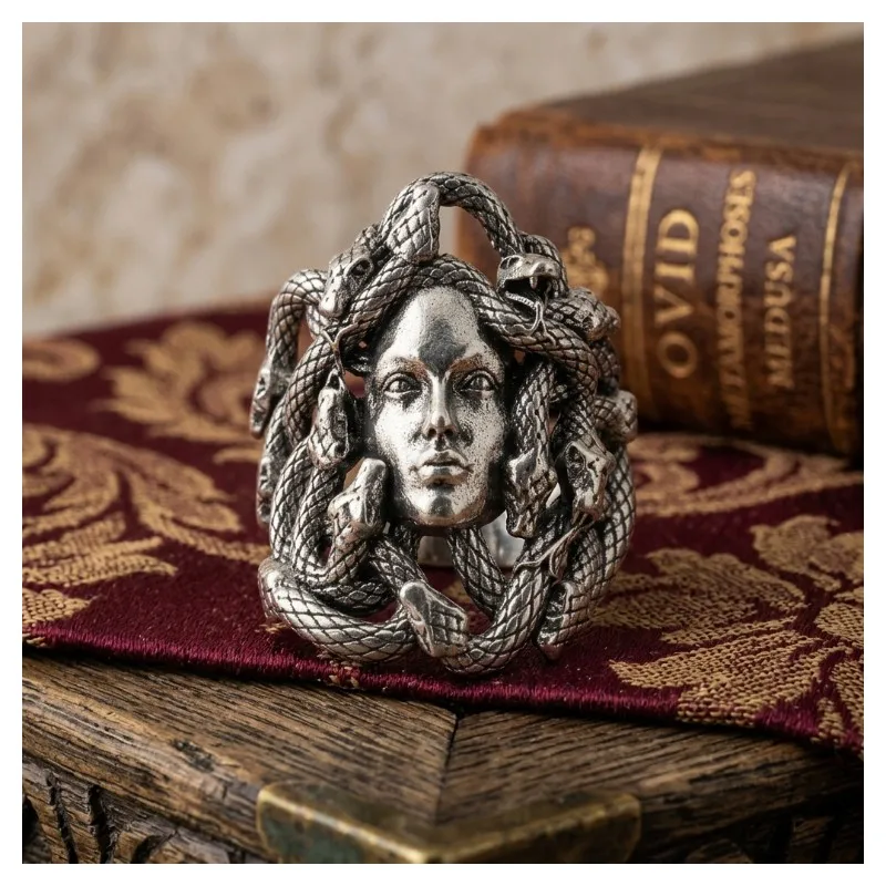Buy 4 Get 1 Free 10.4g Serpent hair coils around a composed face forging the petrifying legend into a language of guardianship