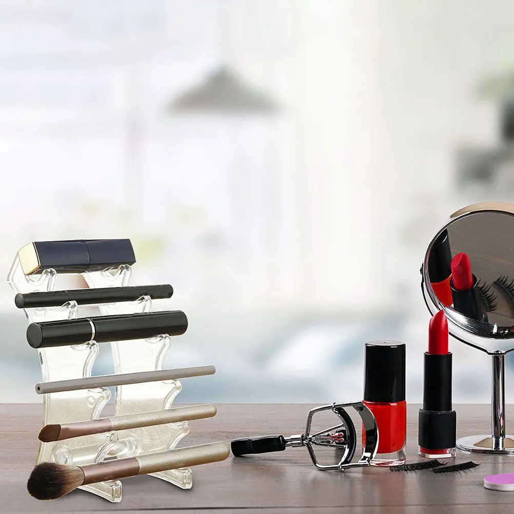 

2Pcs Pen Holder Acrylic Eyeliner Display Rack Simple Arc-Shaped Makeup Store Eyebrow Pencil Organizer Brush Showcase