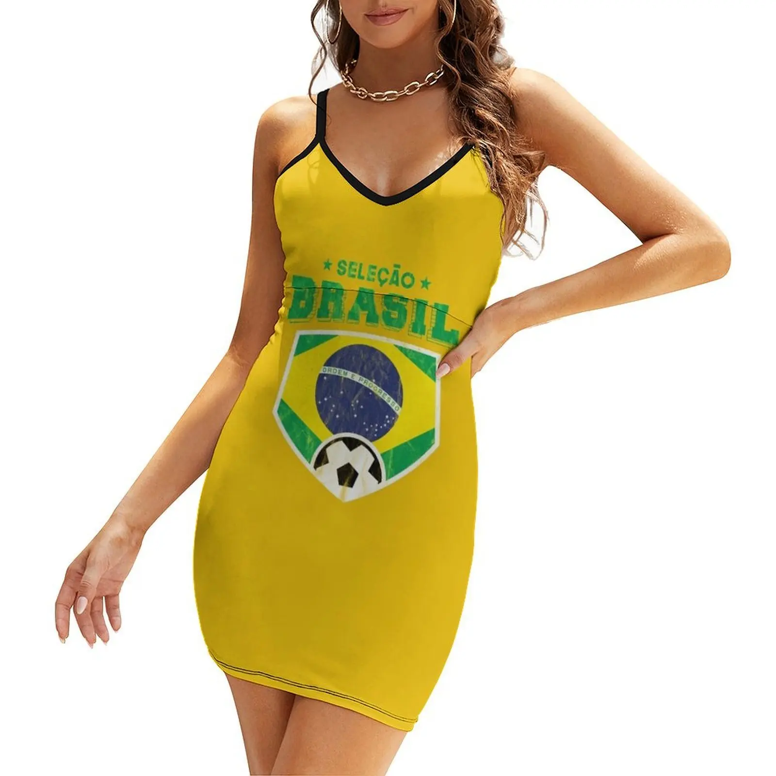 Selecao Brasil Football Brazil National Flag T Shirt World Soccer Jersey Cup Sling Dress summer clothes