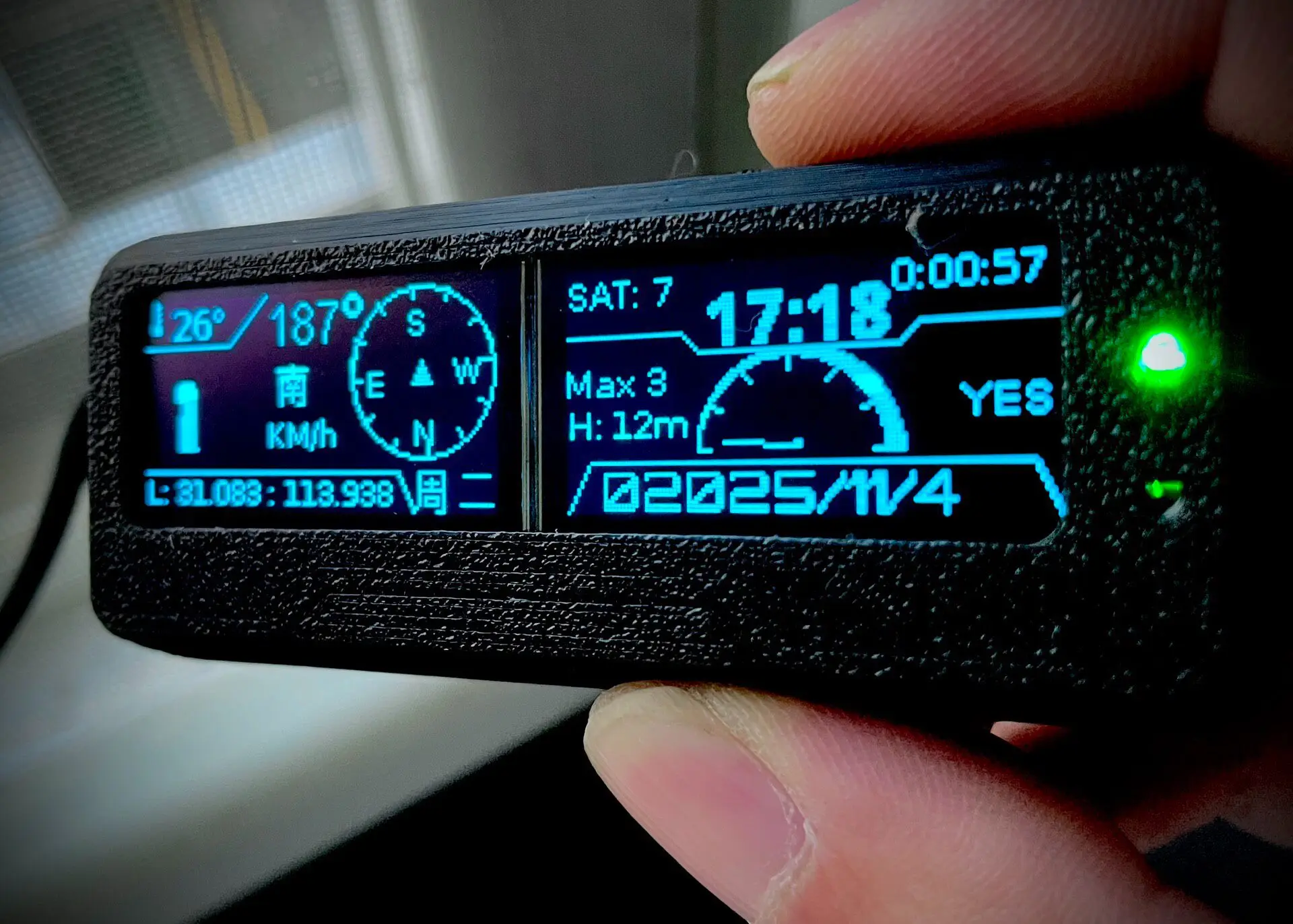 Suitable for dual 1.3-inch OLED intelligent GPS code table 5-12V wide direct power supply for cars/electric vehicles/bicycles