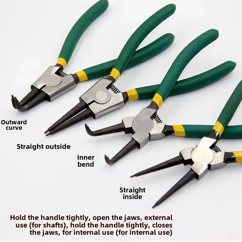 Circuit Pliers, Ring Pliers 7 Inch Inner and Outer Clamp Pliers Inner Bend Outer Bend Spring Pliers Tools