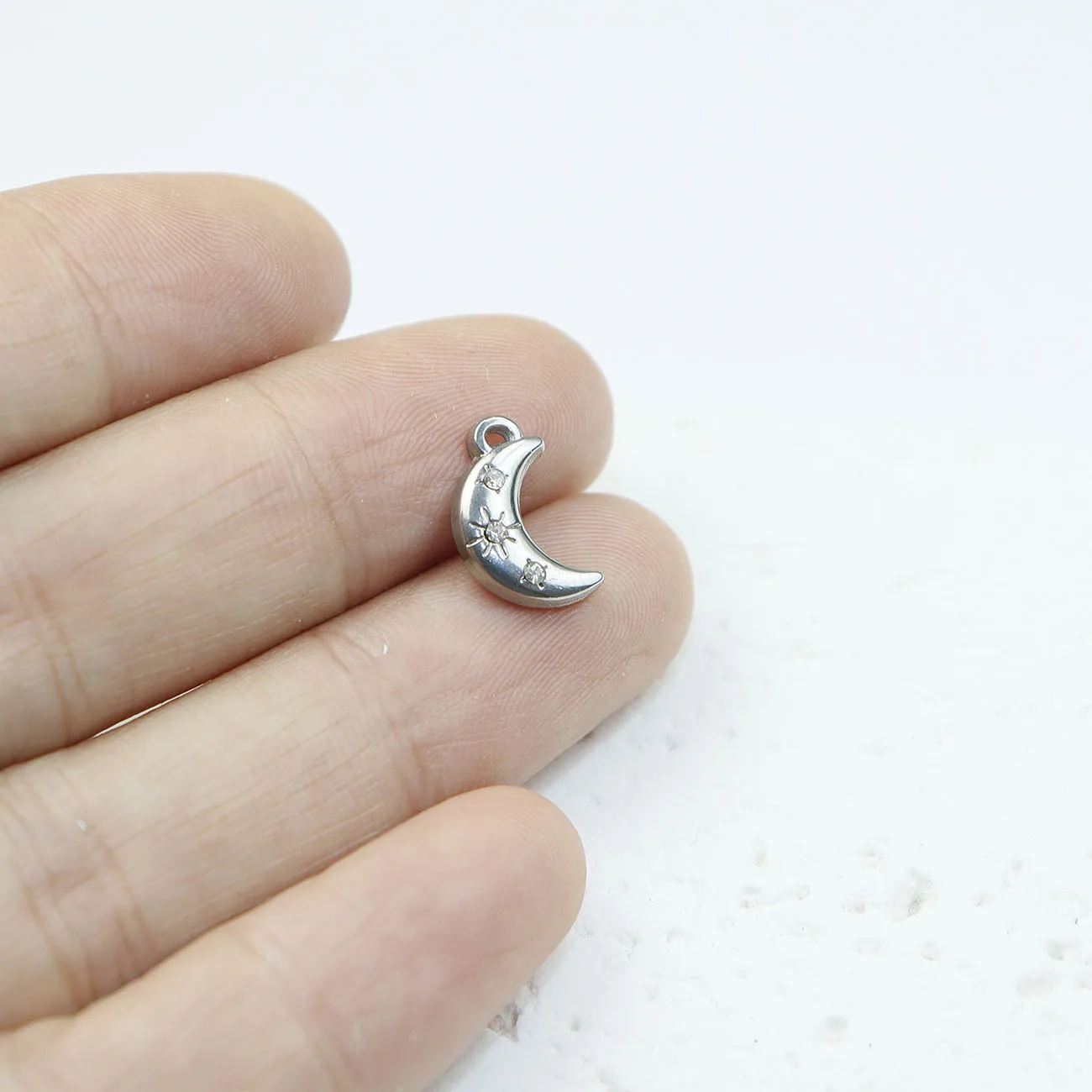 5pcs StainlessSteel Anti-allergy Moon Star Rhinestones Women's High Quality Fashion Jewelry Charms Pendant DIY Necklace image 6
