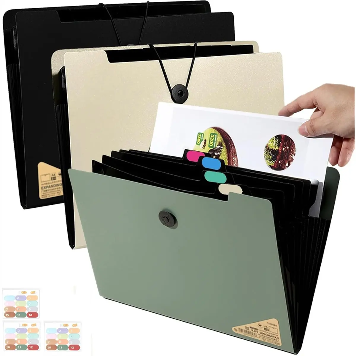 【New User-Coupon!】A4 Expanding File Folder, 3 Pack File Organiser, 5 Pockets Document Organiser, Portable Filing Folders for Pap