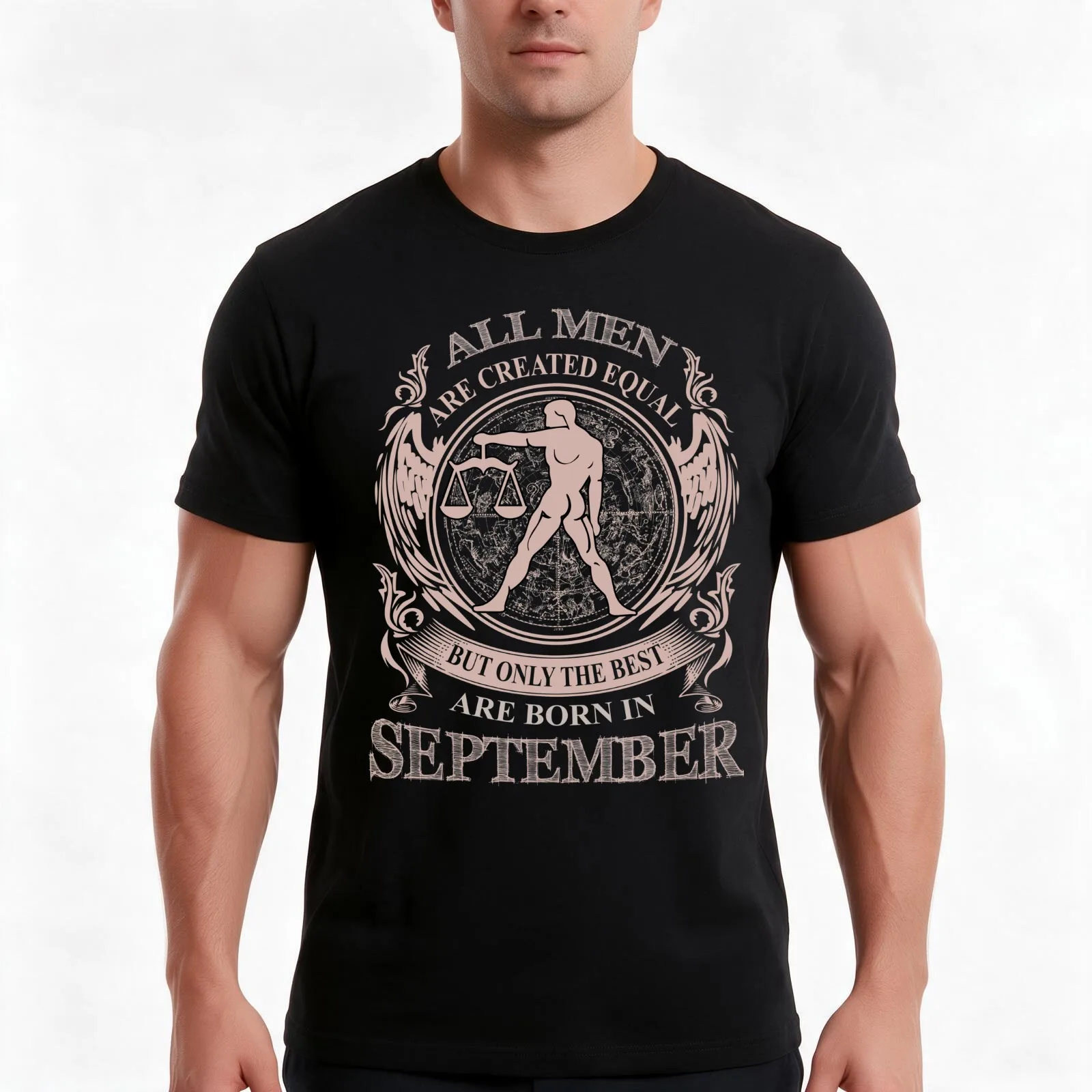 All men are created equal but only the best are born in September Libra T-Shirt, Summer Casual Cotton Tee, Vintage Graphic Print