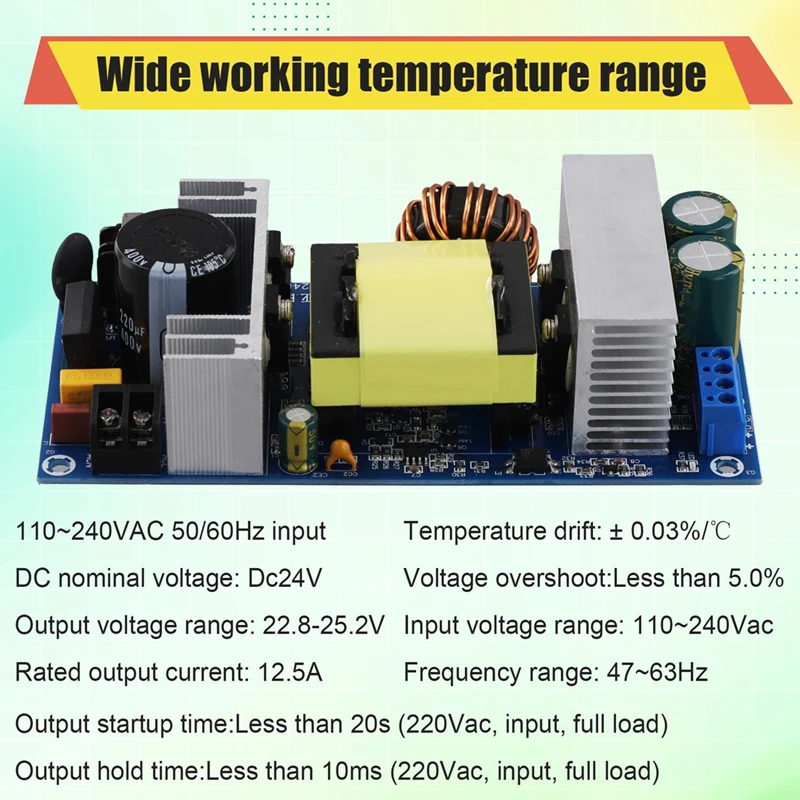 AC 100-240V a DC 24V12.5A Placa de módulo de fuente de alimentación AC-DC Placa de fuente de alimentación de interruptor