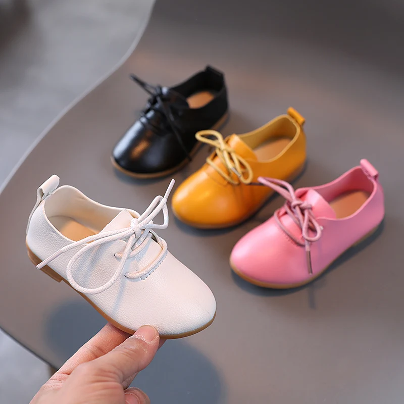 

Girls' Leather Shoes Spring/Autumn New British Style Simple Kid's Casual Shoes Straps Low Cut Non-slip Children's Shoes 21-36