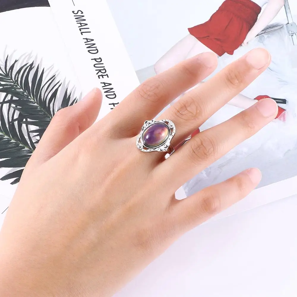 Funny Brand New Round Feeling Control 1PC Adult Magic Adjustable  Mood Temperature Changing Color Ring