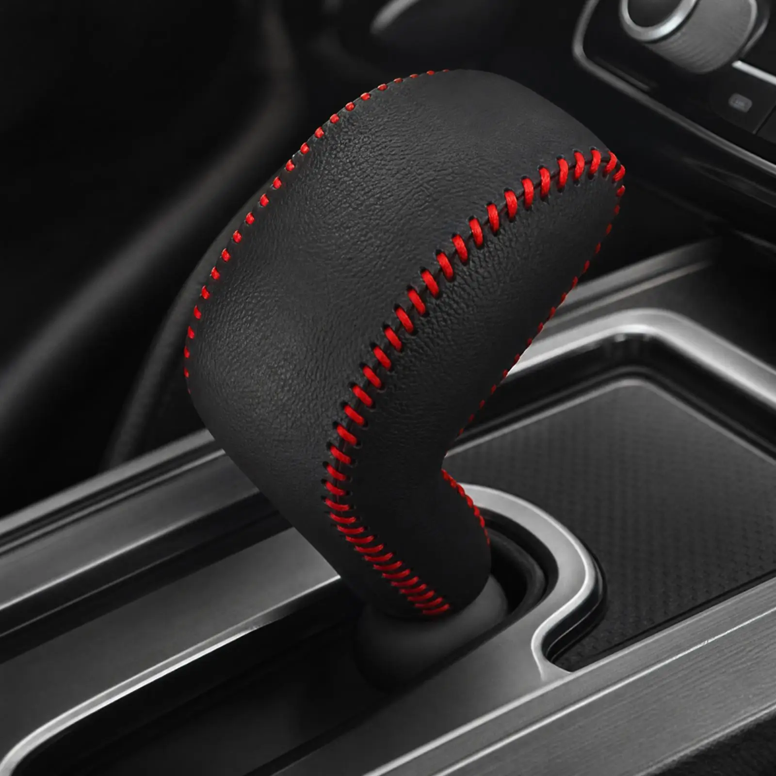 Leather Car Gear Shift Knob Cover for Auto Transmission Fit Sweat Proof Durable First Layer Cowhide Wrap