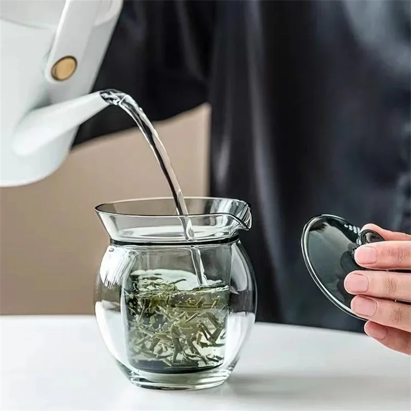 160ML Anti Scalding Double Wall High Borosilicate Glass Gaiwan Heat-resistant Kungfu Tea Set Brewing Green Tea Hand Holding Pot