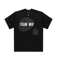 TEAMWANG T Shirt Short Sleeve Hip Hop for Men and Women Jackson Wang Fans Gift Black Large Size