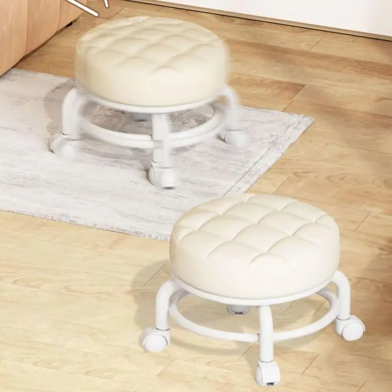 Pulley Low Stool Universal Wheel Small Stool Seat with Wheels children Multi-functional Shoe Changing Stool round Stool image 4