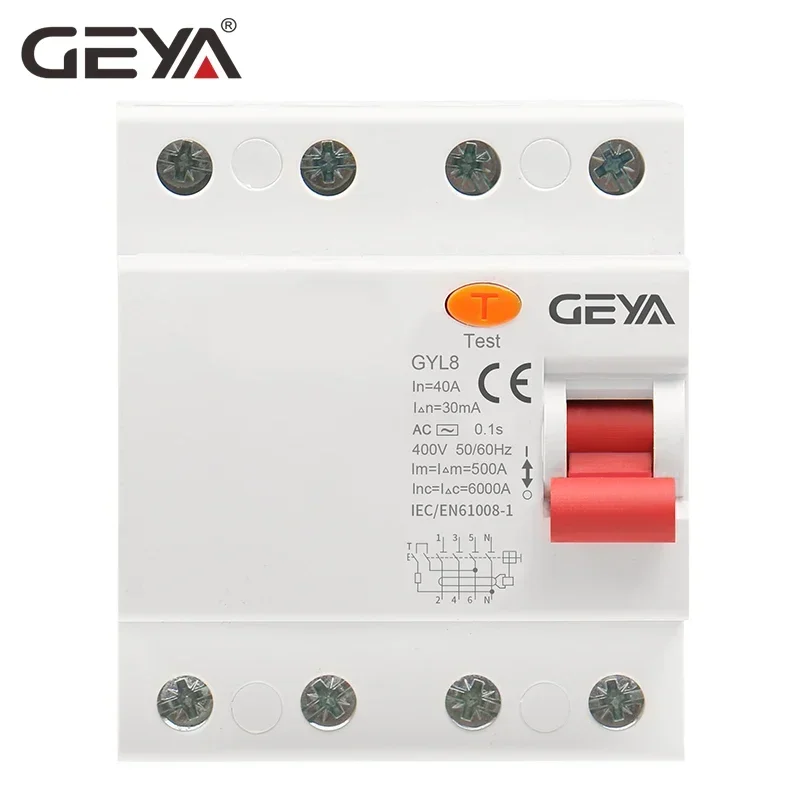 SALE GEYA GYL8 3Phase+N RCD Electromagnetic Differential Breaker Safety Switch 4P 25A 40A 63A with CE CB Approved