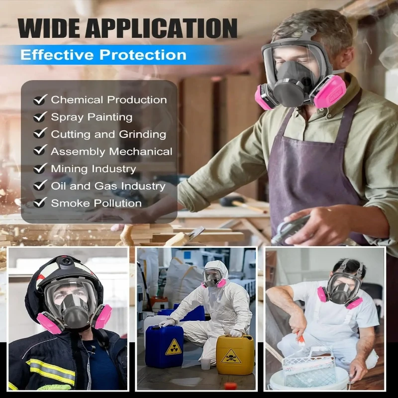 Full Face Respirator 6800 Gas Mask Offers Reusable anti Fog Protection with 60921 Filter for Dust Smoke Vapor and Paint Spray