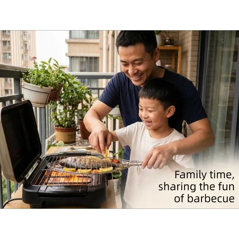 1/2Pcs Stainless Steel Fish Grill Clip, Rustproof BBQ Mesh Clamp, Portable Grilling Rack for Fish Meat,Outdoor Barbecue Tool