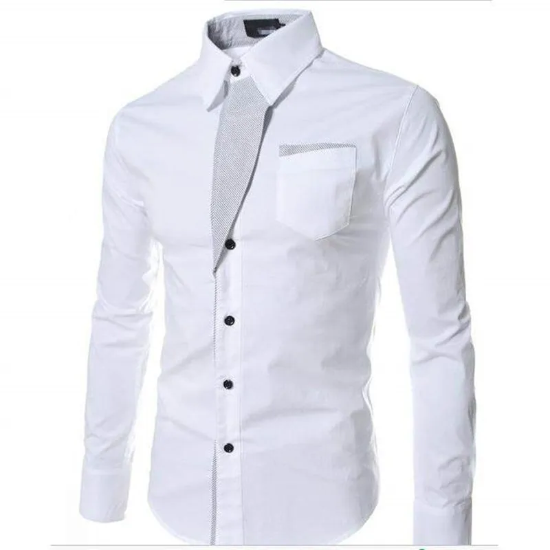 

Men's Long Sleeve Shirt Iron-Free Processing Other Fabric 100% Resistant to Deformation European Style Color Block Design