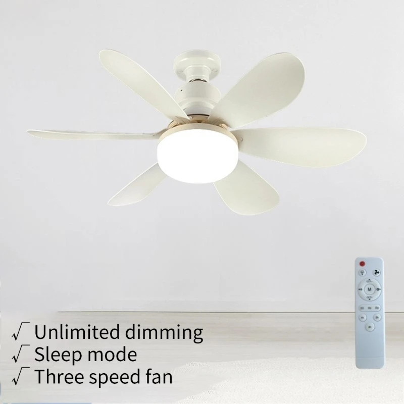 E27 Ceiling Fan 30W/40W 86-265V Fan Light with Sudden Stop Protections for Indoor Home 3 Gear Adjustable Chandelier Fan