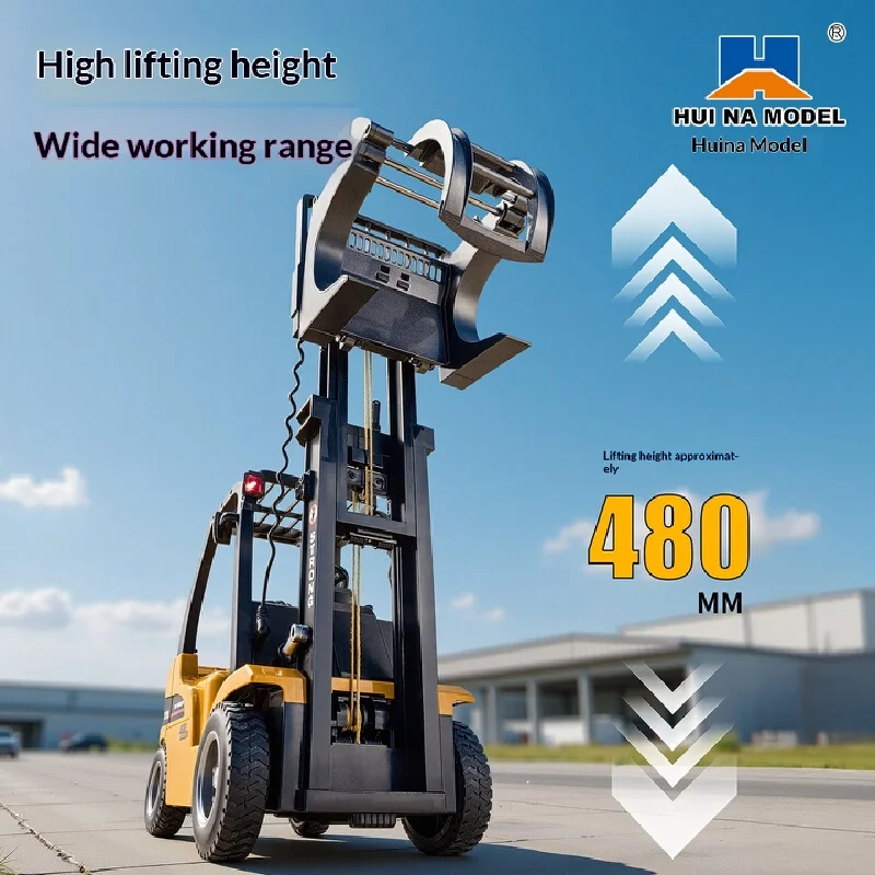 Hui Na Model 14 Channel Alloy Remote Control Forklift Interchangeable Mechanical Alloy Fork Head Electric Engineering Model Toy