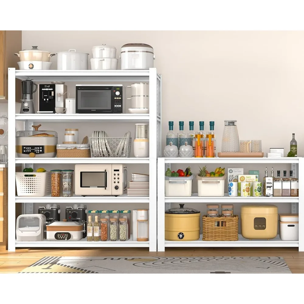 رفوف معدنية شديدة التحمل قابلة للتعديل مكونة من 5 طبقات لتخزين الخزانة - 36 وات × 16 عمق × 72 ارتفاع، أبيض، منظم جراج #2