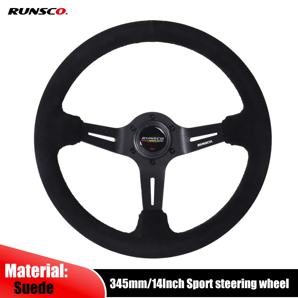 14Inch Racing Steering Wheel Suede Sport Steering Wheel Racing Simulator Pc Game Drift Steering Wheel