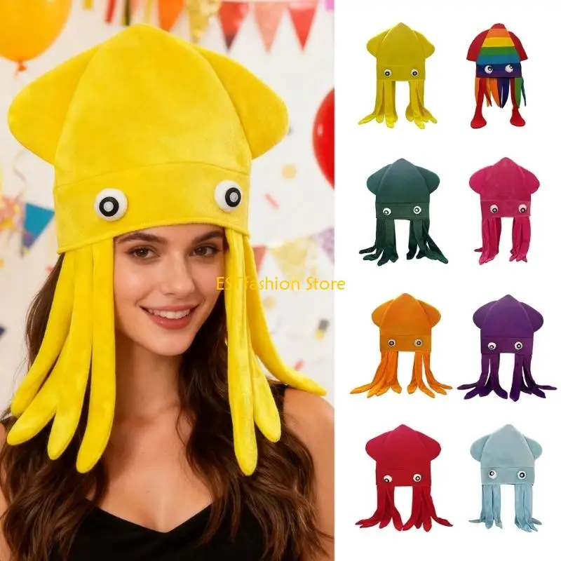 Y5GC Funny Cuttlefish Hat Headcover Hat for Festival Occasion Family Gathering Props