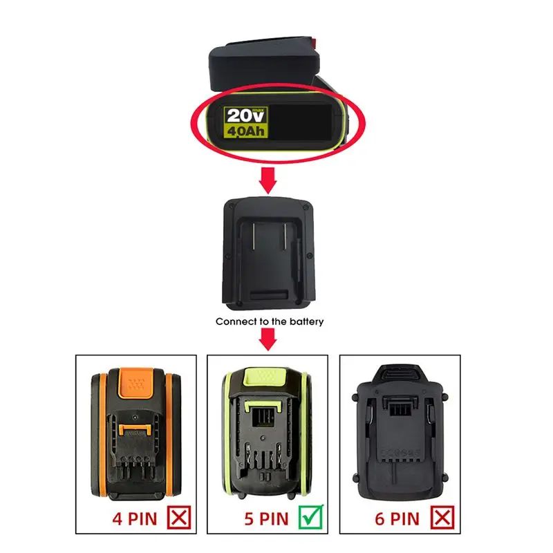 Morning Batterieadapter-Konverter für WORX 20V 5-Pin Akku-Konvertierung für Bosch 18V PBA Lithium-Akku für Bosch CH Green Tool