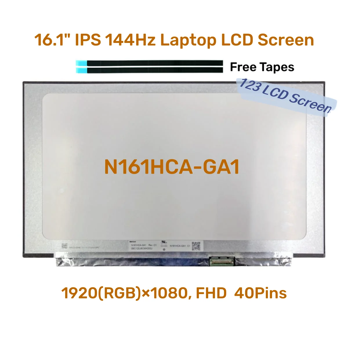 

16.1" IPS 144Hz Laptop LCD Screen N161HCA-GA1 NV161FHM-NY1 NV161FHM NY3 NX1 NX2 NH1 NV161FHM-NH0 Matrix Display Panel FHD