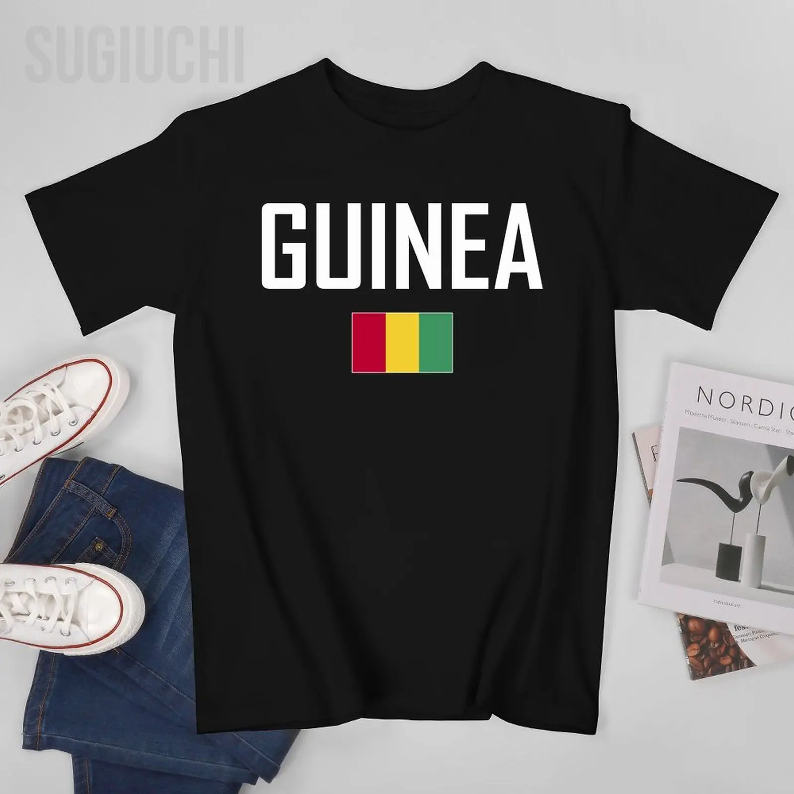 Men Tshirt GUINEA Flag And Font Tees T-Shirt O-neck T Shirts Women Boys 100% Cotton Clothing More Color