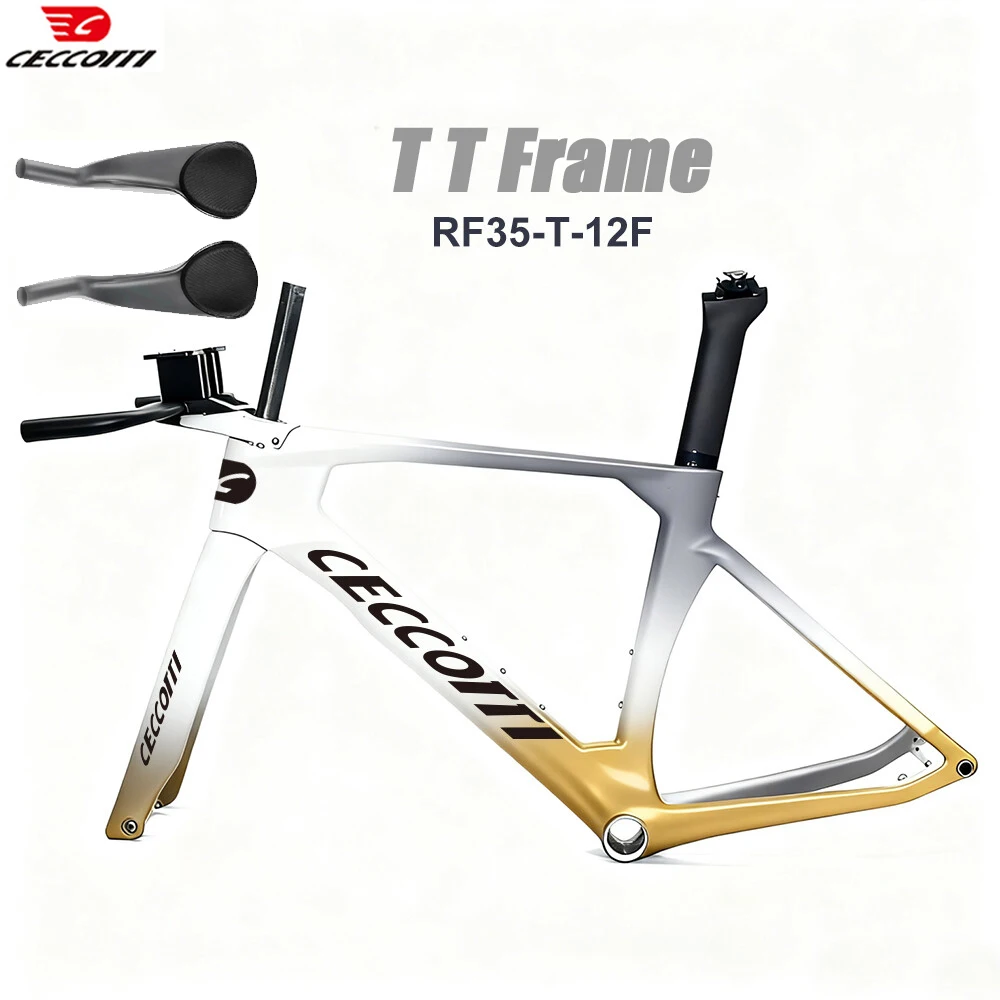

CECCOTTI New T47 Carbon Fiber Time Trial Frame Set Disc carbon TT bike frame Integrated Cables TT Bike Frameset