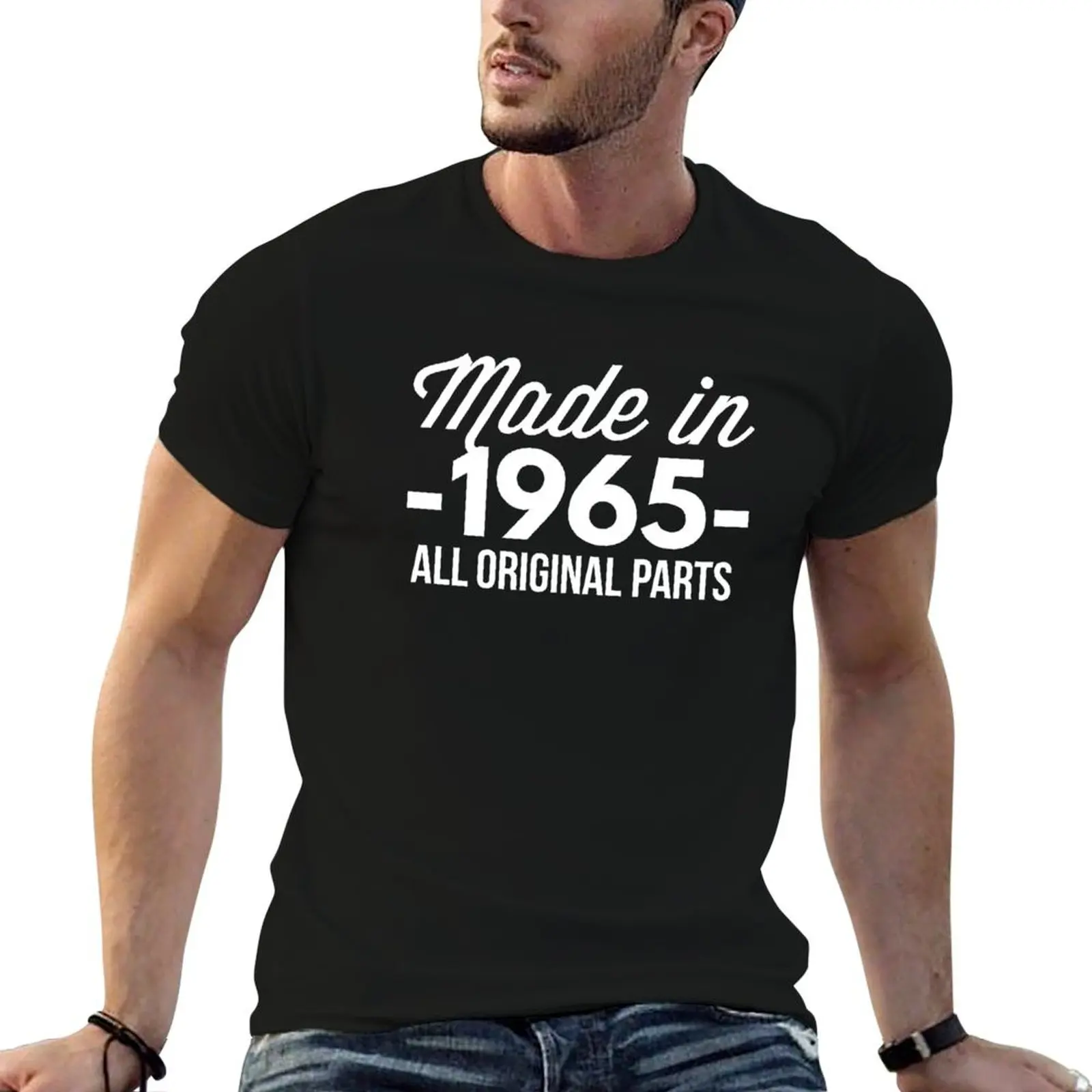 

Made in 1965 all original parts T-Shirt blue archive plus size tops vintage clothes vintage graphic tee mens clothes