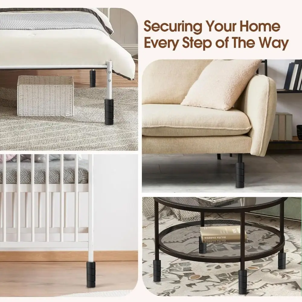 Durable 6inch Furniture Toe Protector Anti-collision Adjustable Bed Frame Leg Covers Flexible Threaded Design Bed Leg Protectors