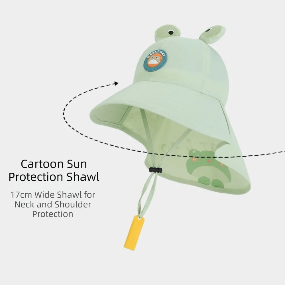 

Whistle~ Big Brim Children's Sun Hat Sun Protection Extended Shawl Kids Whistle Sunscreen Hat Foldable UV Resistant