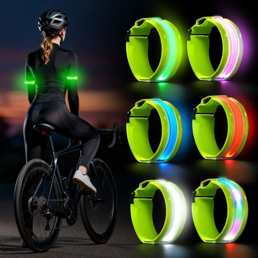 

2Pcs Safety LED Light Armband Waterproof 5 Light Color Warning Wristband Adjustable Rechargeable LED Running Light Night Running