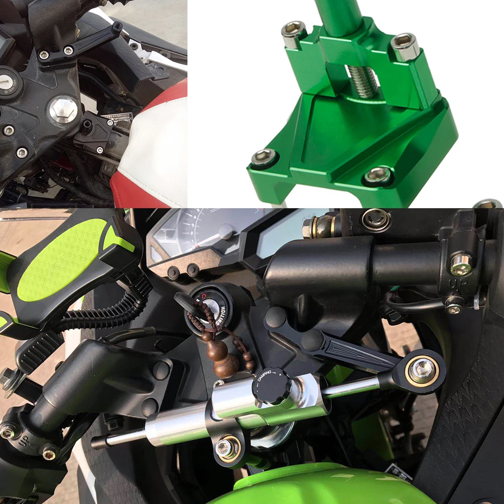 سوير تعديل الدراجة النارية حجم التيتانيوم المضادة للاهتزاز رئيس استقرار الاتجاه التخميد قوس صالح لكاواساكي نينجا 300