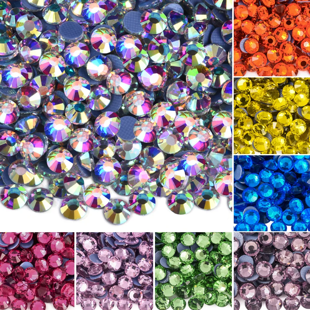 Bling All Sizes 40 Colors Crystal AB Hotfix Rhinestones Glass Strass Iron On Rhinestone Crystals For Sewing & Fabric Decoration