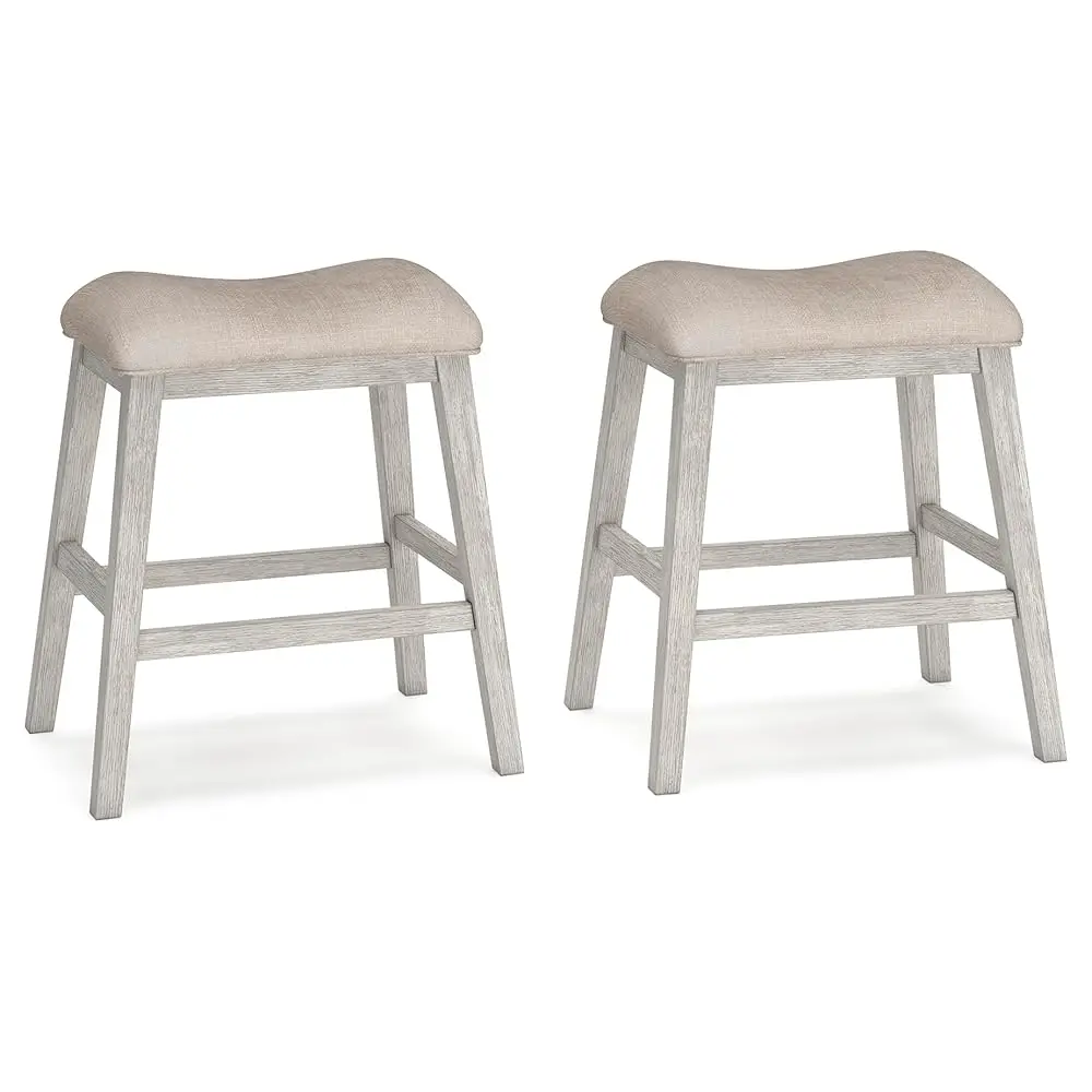 Skempton Modern 24"" Counter Height Upholstered Barstool, 2 Count, Whitewash